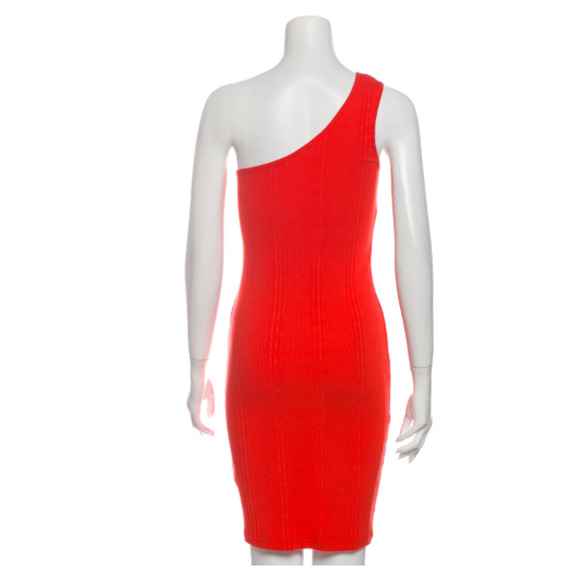 Frame Denim Red One Shoulder Bodycon Casual Mini Dress - S - Picture 3 of 6